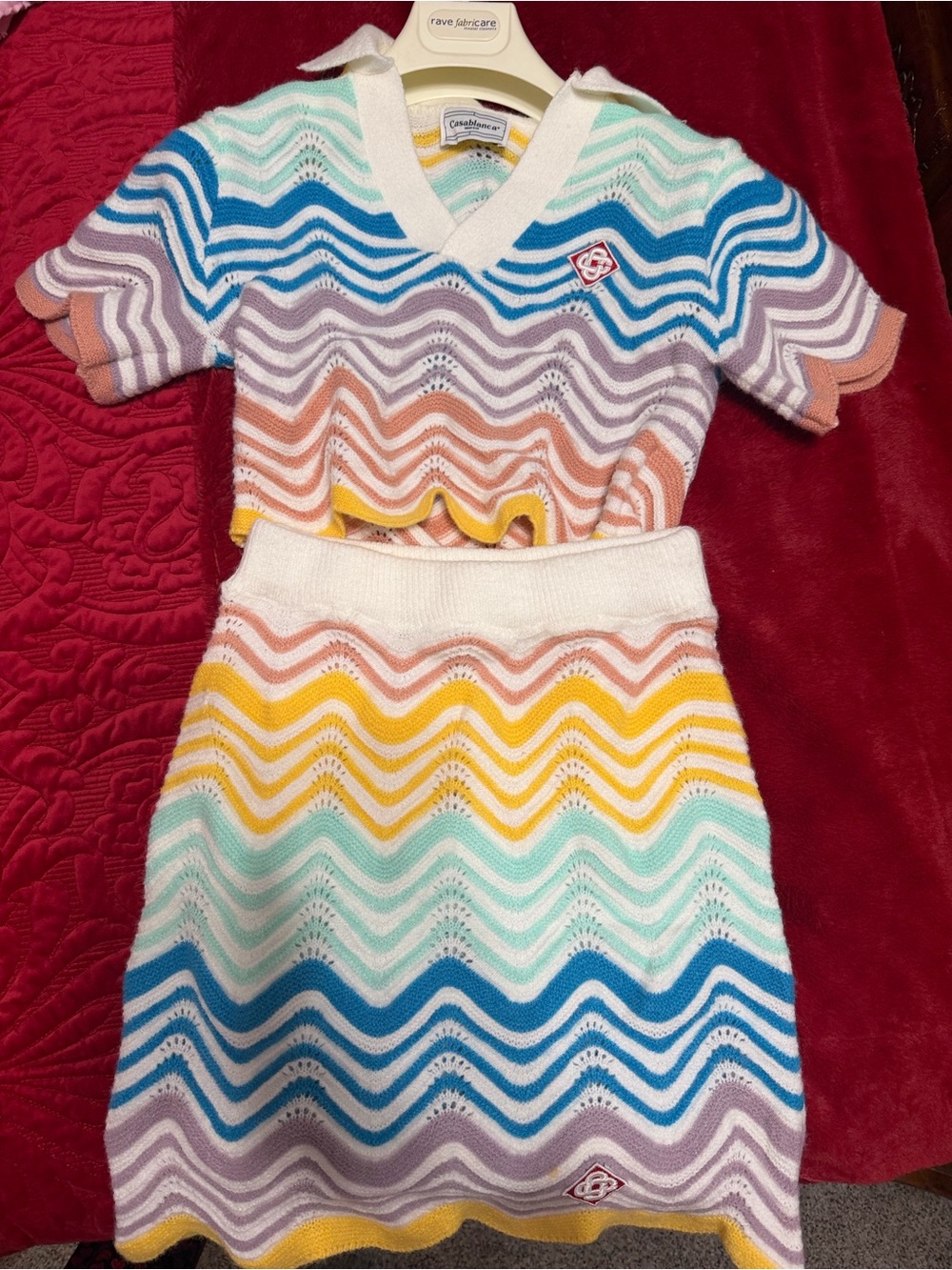 Casablanca Colorful Chevron Knit Two-Piece Dress Set by
